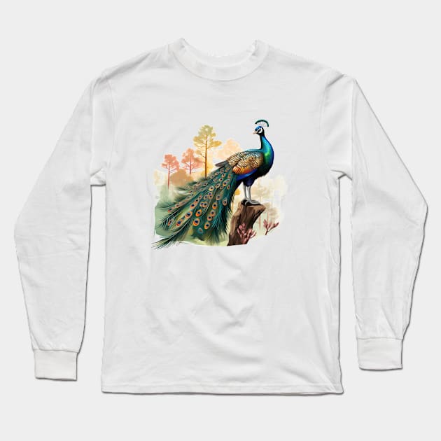 Peafowl Long Sleeve T-Shirt by zooleisurelife